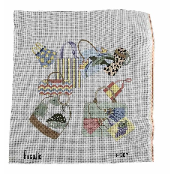 Rosalie Peters Other - ROSALIE PETERS Handpainted Needlepoint Canvas Handbags Bags Pillow Design 13ct
